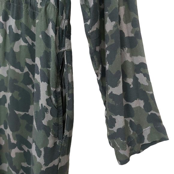 Anthropologie Cloth & Stone Nina Camo Dress Small Green Button Up Long Sleeve - Picture 5 of 12